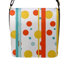 Stripes Dots Line Circle Vertical Yellow Red Blue Polka Flap Messenger Bag (l) 