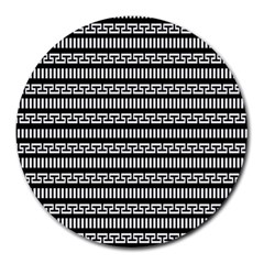 Tribal Stripes Black White Round Mousepads