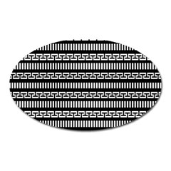 Tribal Stripes Black White Oval Magnet