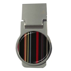 Stripes Line Black Red Money Clips (round)  by Mariart