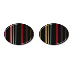 Stripes Line Black Red Cufflinks (oval) by Mariart