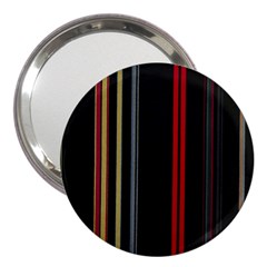 Stripes Line Black Red 3  Handbag Mirrors