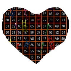 Snakes Ladders Game Plaid Number Large 19  Premium Flano Heart Shape Cushions by Mariart