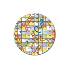 Snakes Ladders Game Board Magnet 3  (round) by Mariart