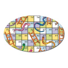 Snakes Ladders Game Board Oval Magnet by Mariart