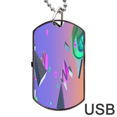 Triangle Wave Rainbow Dog Tag USB Flash (One Side)