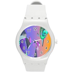 Triangle Wave Rainbow Round Plastic Sport Watch (M)