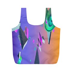 Triangle Wave Rainbow Full Print Recycle Bags (M) 