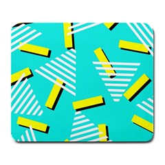 Vintage Unique Graphics Memphis Style Geometric Triangle Line Cube Yellow Green Blue Large Mousepads by Mariart