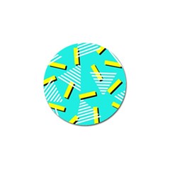 Vintage Unique Graphics Memphis Style Geometric Triangle Line Cube Yellow Green Blue Golf Ball Marker (4 Pack)