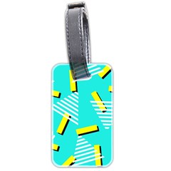 Vintage Unique Graphics Memphis Style Geometric Triangle Line Cube Yellow Green Blue Luggage Tags (two Sides) by Mariart