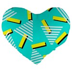 Vintage Unique Graphics Memphis Style Geometric Triangle Line Cube Yellow Green Blue Large 19  Premium Heart Shape Cushions Front