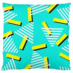 Vintage Unique Graphics Memphis Style Geometric Triangle Line Cube Yellow Green Blue Standard Flano Cushion Case (one Side)