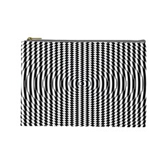 Vertical Lines Waves Wave Chevron Small Black Cosmetic Bag (large) 