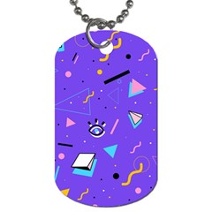 Vintage Unique Graphics Memphis Style Geometric Style Pattern Grapic Triangle Big Eye Purple Blue Dog Tag (one Side)