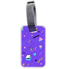 Vintage Unique Graphics Memphis Style Geometric Style Pattern Grapic Triangle Big Eye Purple Blue Luggage Tags (two Sides)