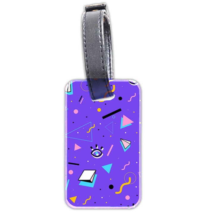 Vintage Unique Graphics Memphis Style Geometric Style Pattern Grapic Triangle Big Eye Purple Blue Luggage Tags (Two Sides)