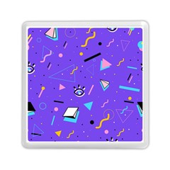 Vintage Unique Graphics Memphis Style Geometric Style Pattern Grapic Triangle Big Eye Purple Blue Memory Card Reader (square) 