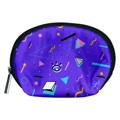 Vintage Unique Graphics Memphis Style Geometric Style Pattern Grapic Triangle Big Eye Purple Blue Accessory Pouches (medium) 