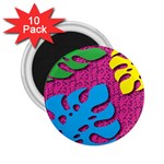 Vintage Unique Graphics Memphis Style Geometric Leaf Green Blue Yellow Pink 2.25  Magnets (10 pack)  Front