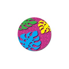 Vintage Unique Graphics Memphis Style Geometric Leaf Green Blue Yellow Pink Golf Ball Marker (4 Pack)