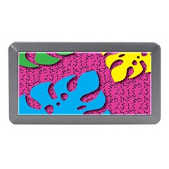 Vintage Unique Graphics Memphis Style Geometric Leaf Green Blue Yellow Pink Memory Card Reader (mini) by Mariart