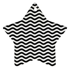 Waves Stripes Triangles Wave Chevron Black Ornament (star)