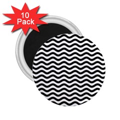 Waves Stripes Triangles Wave Chevron Black 2 25  Magnets (10 Pack) 