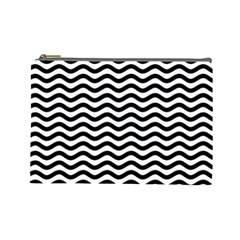 Waves Stripes Triangles Wave Chevron Black Cosmetic Bag (large) 