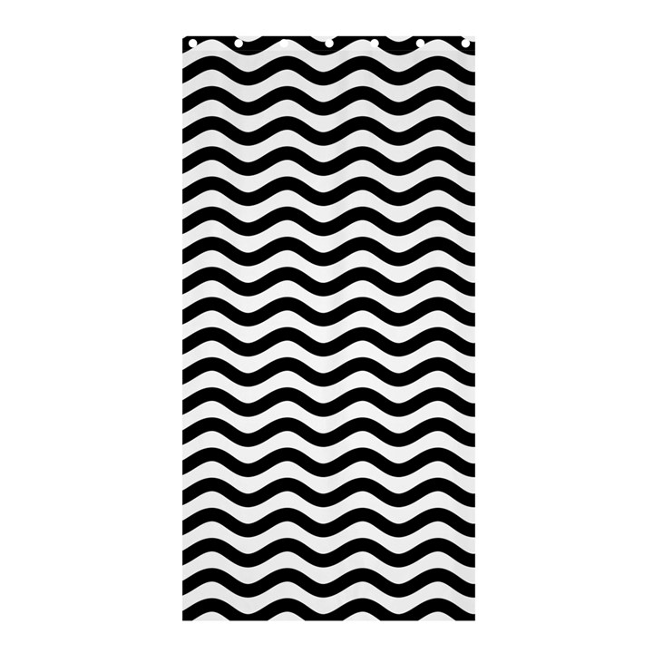 Waves Stripes Triangles Wave Chevron Black Shower Curtain 36  x 72  (Stall) 