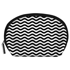 Waves Stripes Triangles Wave Chevron Black Accessory Pouches (large)  by Mariart