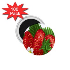 Strawberry Red Seed Leaf Green 1 75  Magnets (100 Pack)  by Mariart