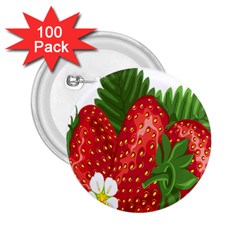 Strawberry Red Seed Leaf Green 2 25  Buttons (100 Pack)  by Mariart