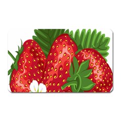 Strawberry Red Seed Leaf Green Magnet (rectangular) by Mariart