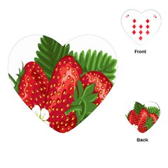 Strawberry Red Seed Leaf Green Playing Cards (heart) 