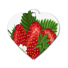 Strawberry Red Seed Leaf Green Dog Tag Heart (two Sides) by Mariart