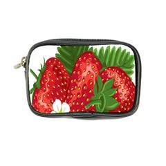 Strawberry Red Seed Leaf Green Coin Purse by Mariart