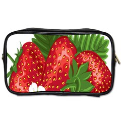 Strawberry Red Seed Leaf Green Toiletries Bags by Mariart