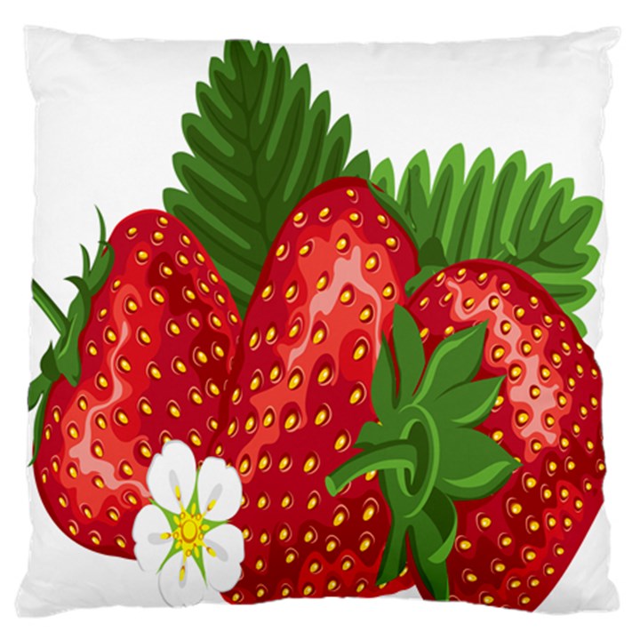 Strawberry Red Seed Leaf Green Large Flano Cushion Case (One Side)