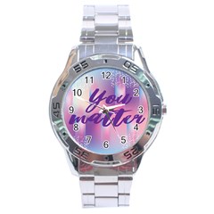 You Matter Purple Blue Triangle Vintage Waves Behance Feelings Beauty Stainless Steel Analogue Watch