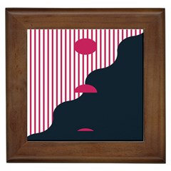 Waves Line Polka Dots Vertical Black Pink Framed Tiles