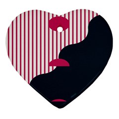 Waves Line Polka Dots Vertical Black Pink Ornament (Heart)