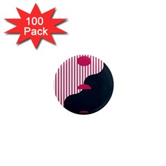 Waves Line Polka Dots Vertical Black Pink 1  Mini Magnets (100 pack) 