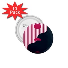 Waves Line Polka Dots Vertical Black Pink 1.75  Buttons (10 pack)