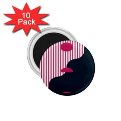 Waves Line Polka Dots Vertical Black Pink 1.75  Magnets (10 pack) 