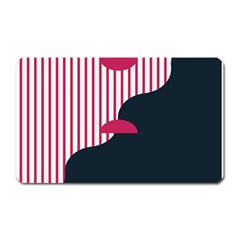 Waves Line Polka Dots Vertical Black Pink Magnet (Rectangular)