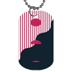 Waves Line Polka Dots Vertical Black Pink Dog Tag (Two Sides)