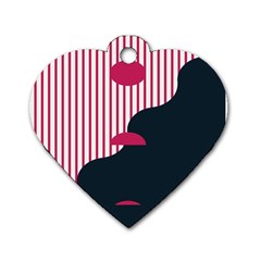 Waves Line Polka Dots Vertical Black Pink Dog Tag Heart (Two Sides)