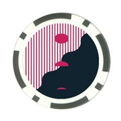 Waves Line Polka Dots Vertical Black Pink Poker Chip Card Guard