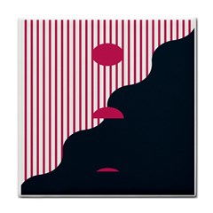 Waves Line Polka Dots Vertical Black Pink Face Towel